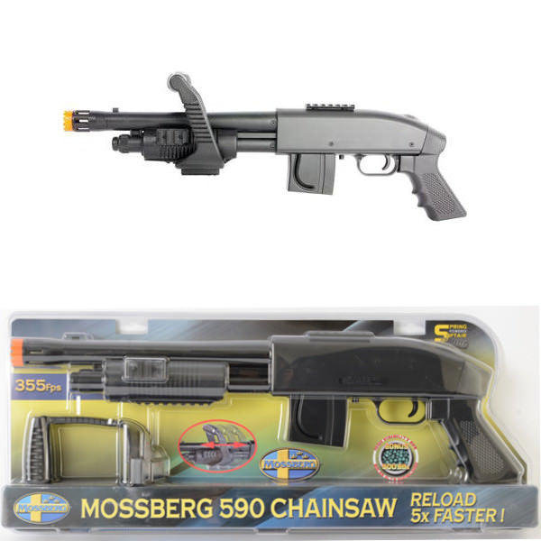Mossberg M590 Chainsaw Spring Airsoft Shotgun 355 FPS - TOPHATTER'S ARMORY DEALS Collectible Weapons - Tophatter Daily Deals