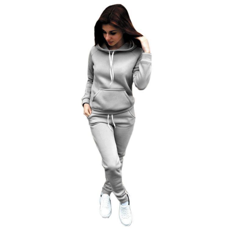Autumn and winter hooded suit sweater Grey 0 - Tophatter Daily Deals