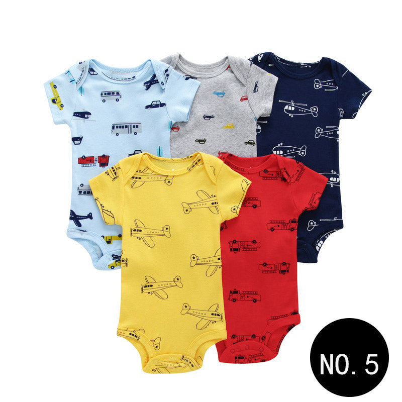 Baby Short Climb 5-piece Romper Boys and Girls Cotton One-piece Rompers 5Style Q5pcs 0 - Tophatter Daily Deals