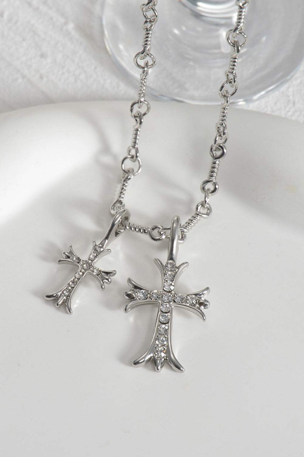 Cross Pendant Stainless Steel Necklace Silver One Size Necklaces - Tophatter Daily Deals