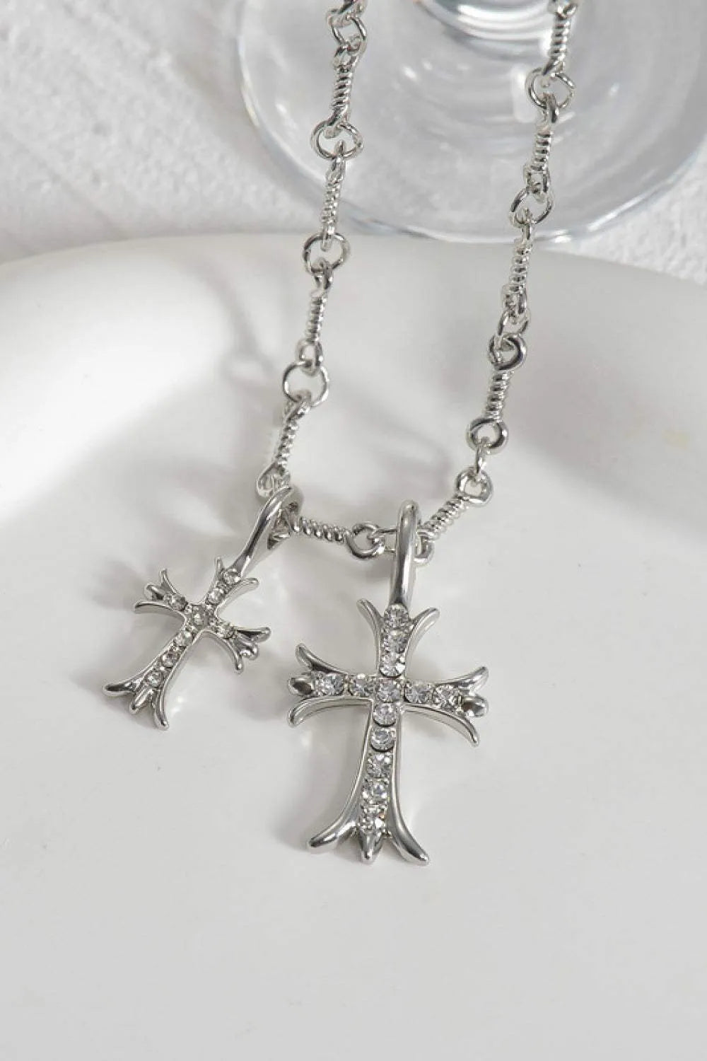 Cross Pendant Stainless Steel Necklace Silver One Size Necklaces - Tophatter Daily Deals