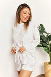 Double Take Floral Long Sleeve Top and Shorts Loungewear Set Loungewear Sets - Tophatter Daily Deals