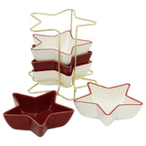 Star-Shaped Set of Snack Bowls, Ceramic Christmas Serving Bowls with Rack Bowl - Tophatter Daily Deals