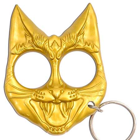 Self Defense Evil Cat Keychain Gold - Tophatter Daily Deals