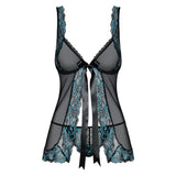 Obsessive Open Front Babydoll and String (Black) – Transparent Stretchy Lingerie Set > Clothes > Babydolls - Tophatter Daily Deals