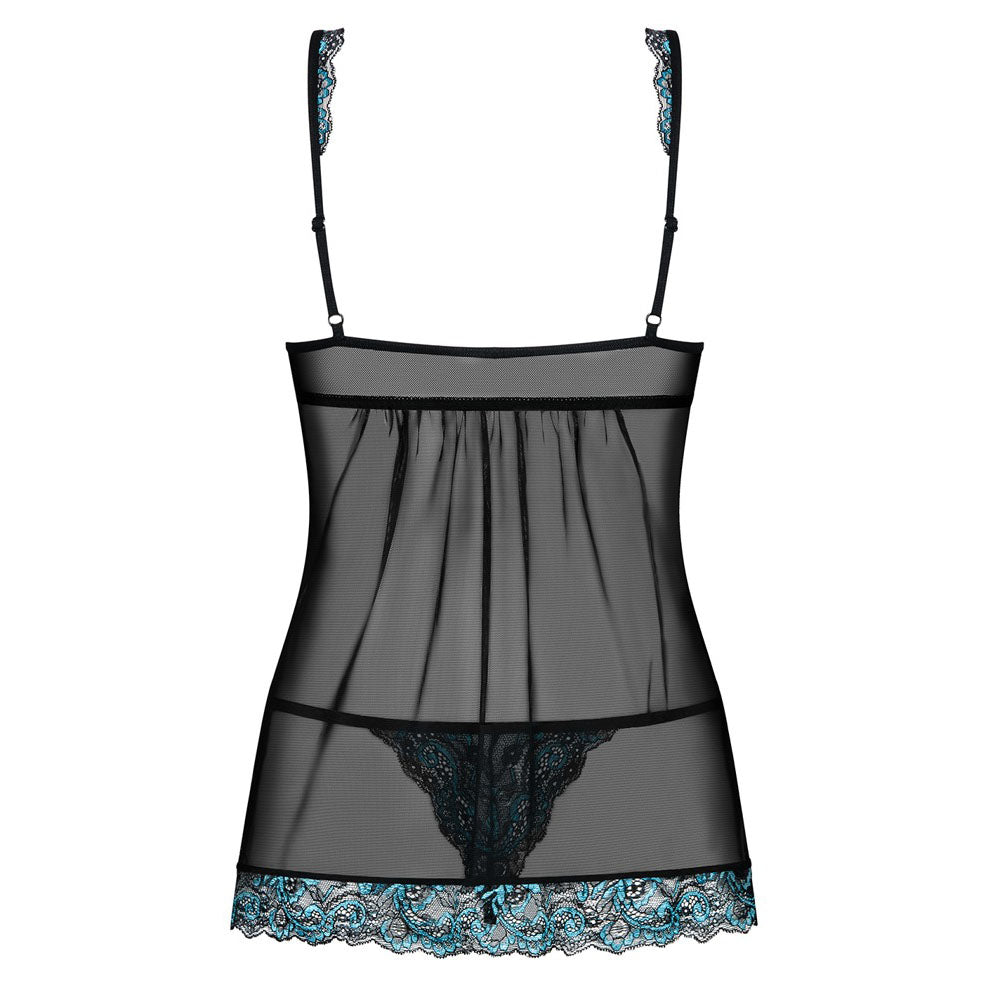 Obsessive Open Front Babydoll and String (Black) – Transparent Stretchy Lingerie Set > Clothes > Babydolls - Tophatter Daily Deals