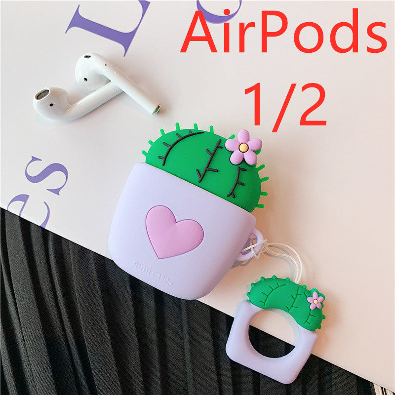 Cactus AirPods Case Cover - Silicone Protective Flip Case Purple AirPods1 2 AirPods Cases & Covers - Tophatter Daily Deals