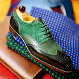 British style carved lace Goodyear breathable high-end men's shoes Black green 0 - Tophatter Daily Deals