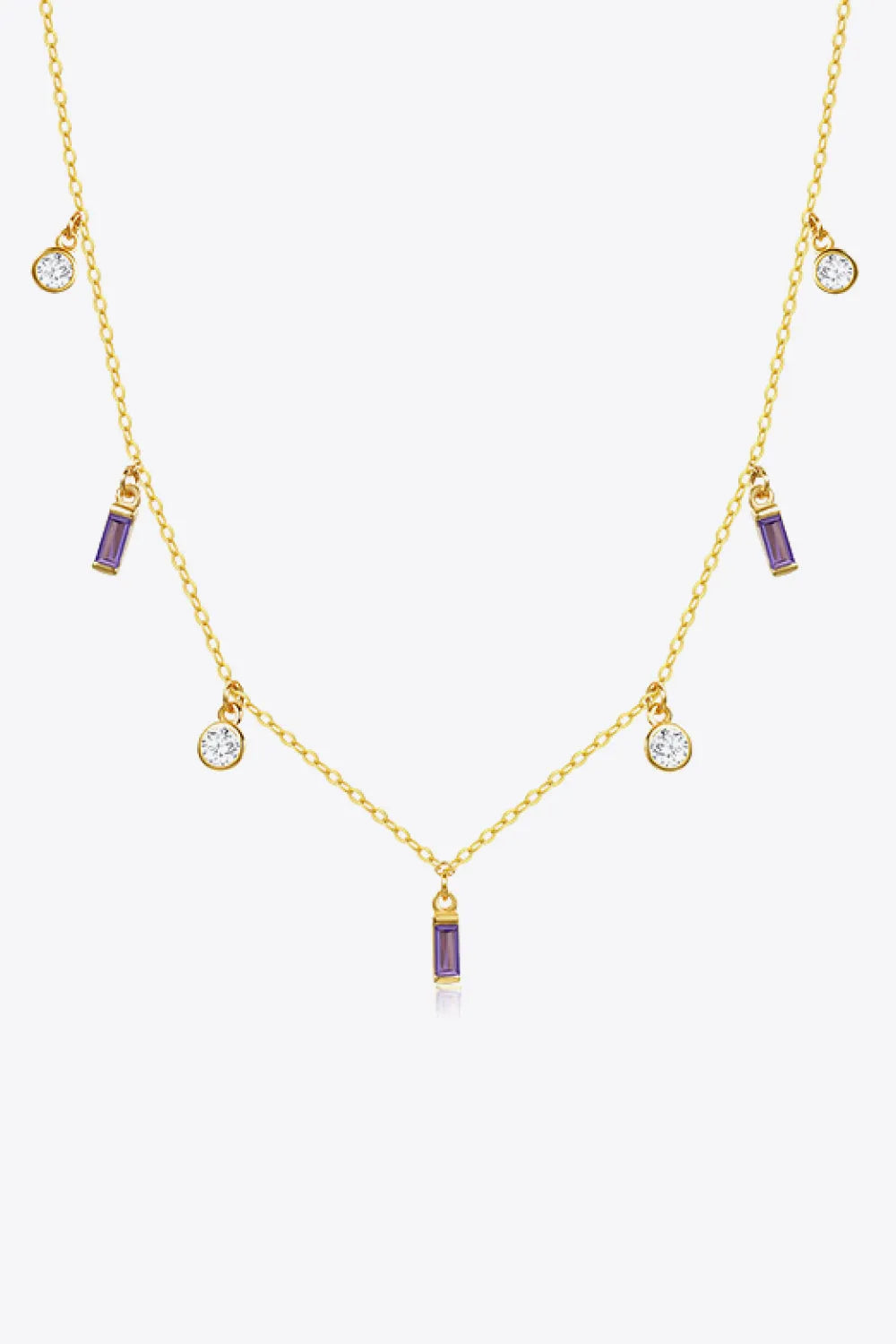 18K Gold Plated Multi-Charm Chain Necklace Purple One Size Necklaces - Tophatter Daily Deals