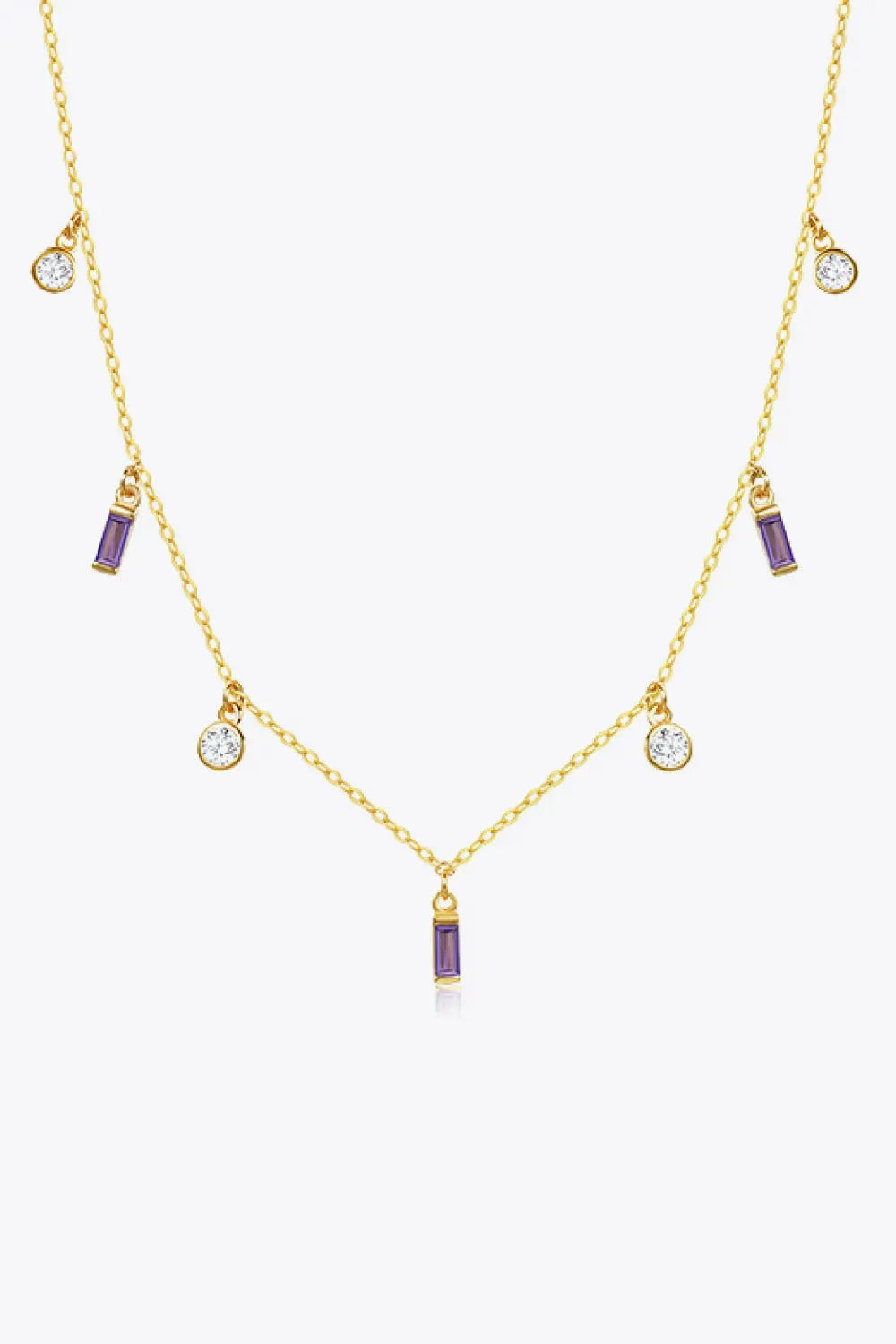 18K Gold Plated Multi-Charm Chain Necklace Purple One Size Necklaces - Tophatter Daily Deals