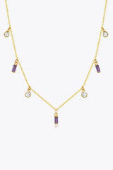 18K Gold Plated Multi-Charm Chain Necklace Purple One Size Necklaces - Tophatter Daily Deals