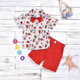 boy clothing set bow christmas print Red 0 - Tophatter Daily Deals