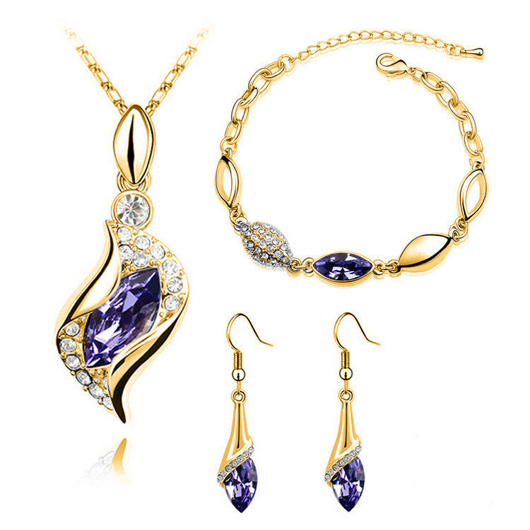 Angel Fairy Horse Eye Zircon Jewelry Set Deep purple 0 - Tophatter Daily Deals