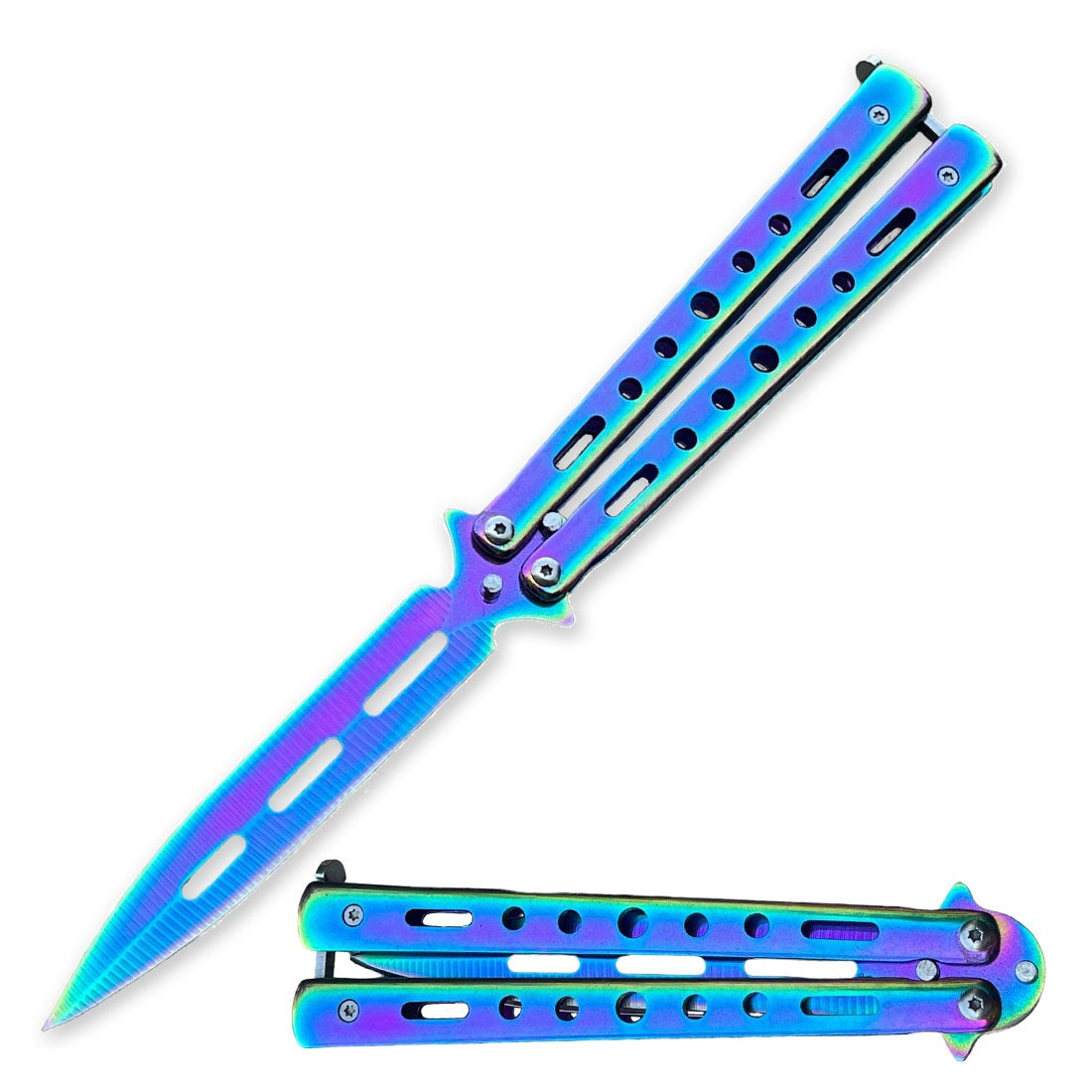 9 Inch Titanium Draco Balisong Dagger Blade Butterfly Knife Collectible Weapons - Tophatter Daily Deals