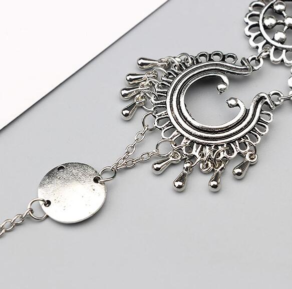 Bohemian Jewelry Antique Silver Color Hollow Flower Chain Anklets Beach Barefoot Sandals Foot Jewelry 0 - Tophatter Daily Deals