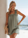 Full Size Frill Pocketed Square Neck Wide Strap Dress Casual Dresses - Tophatter Daily Deals