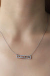 Inlaid Cubic Zirconia Bar Pendant Necklace Silver One Size Necklaces - Tophatter Daily Deals