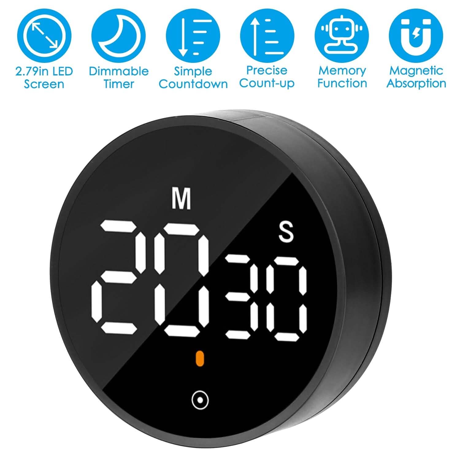2.79" LED Digital Electronic Countdown Timer Dimmable Mutable Magnetic Clock Kitchen Tools & Gadgets - Tophatter Daily Deals