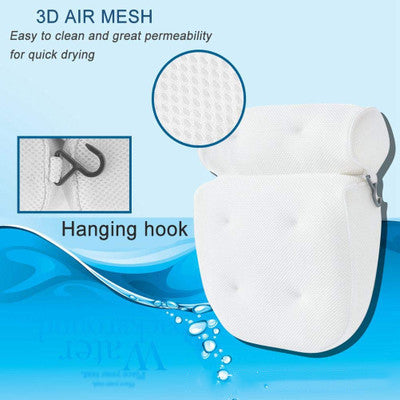 6 suction cups bath pillow 3D net bathtub pillow 0 - Tophatter Daily Deals