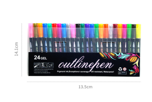 12-color Set Outline Hand Account Highlighter 24color suit 24suit 0 - Tophatter Daily Deals