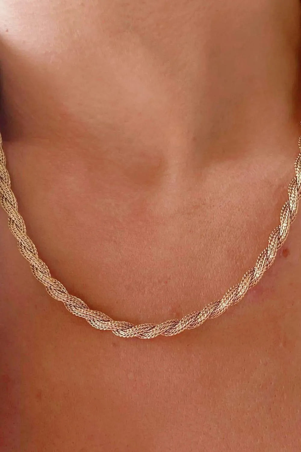 Twisted Stainless Steel Necklace Gold One Size Necklaces - Tophatter Daily Deals