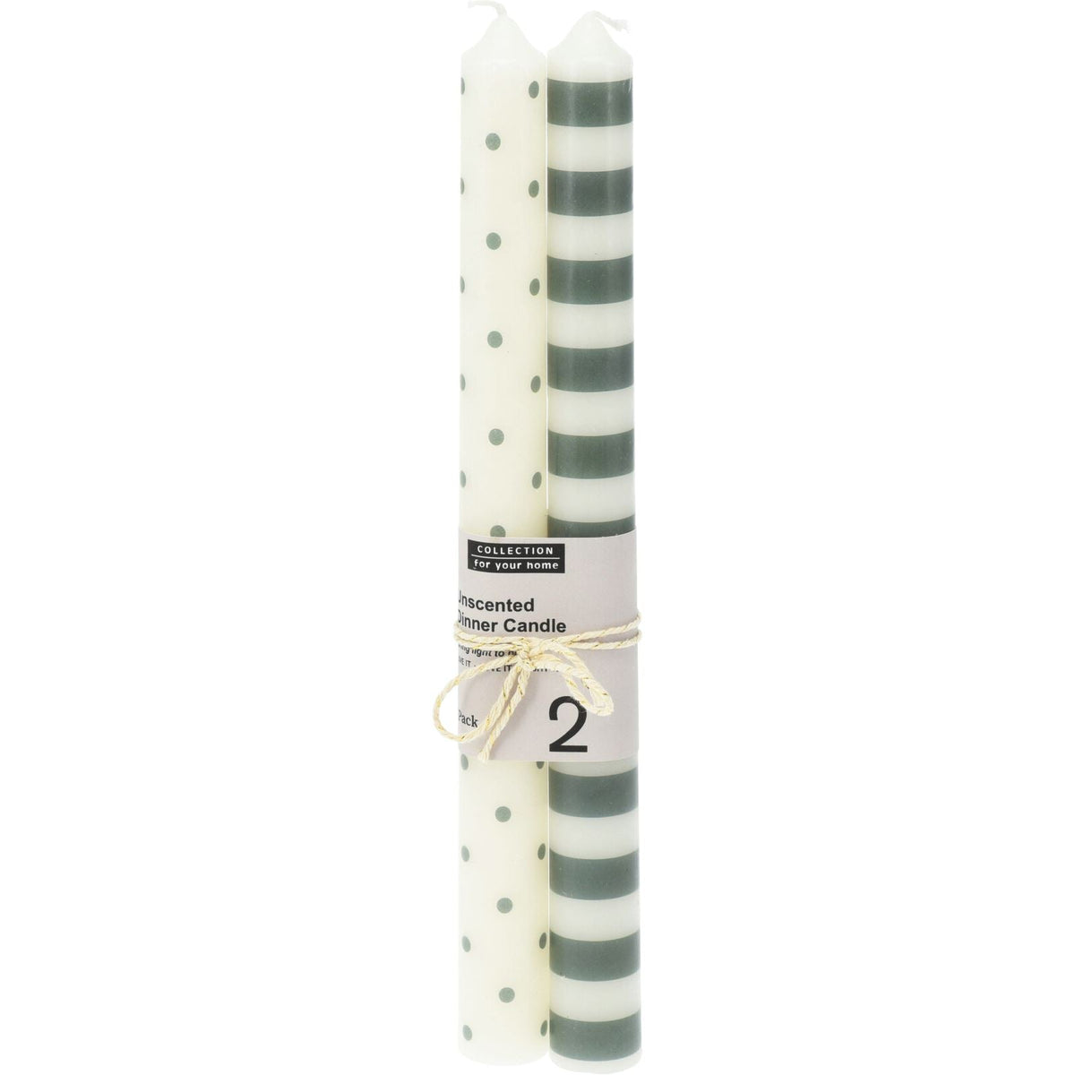 Pair of Unscented Christmas Candles | Set of 2 Tapered Dinner Candles - 25cm Candle - Tophatter Daily Deals
