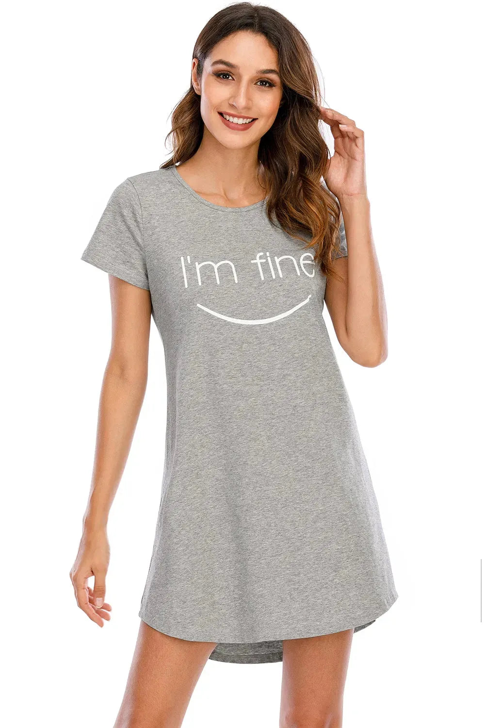 Graphic Round Neck Short Sleeve Lounge Dress Sleep Dresses - Tophatter Daily Deals