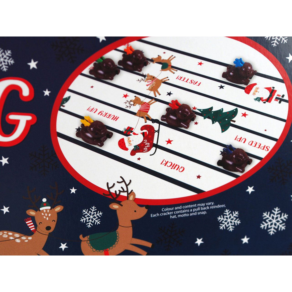 6 Racing Reindeer Christmas Crackers | Family Crackers with Pull-Back Reindeers Christmas Cracker - Tophatter Daily Deals