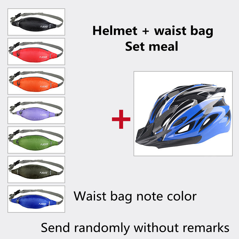 Bicycle Helmet Male Mountain Bike Road Wheel Sliding Balance Bike Breathable Riding Equipment Blue and black package One Size 0 - Tophatter Daily Deals