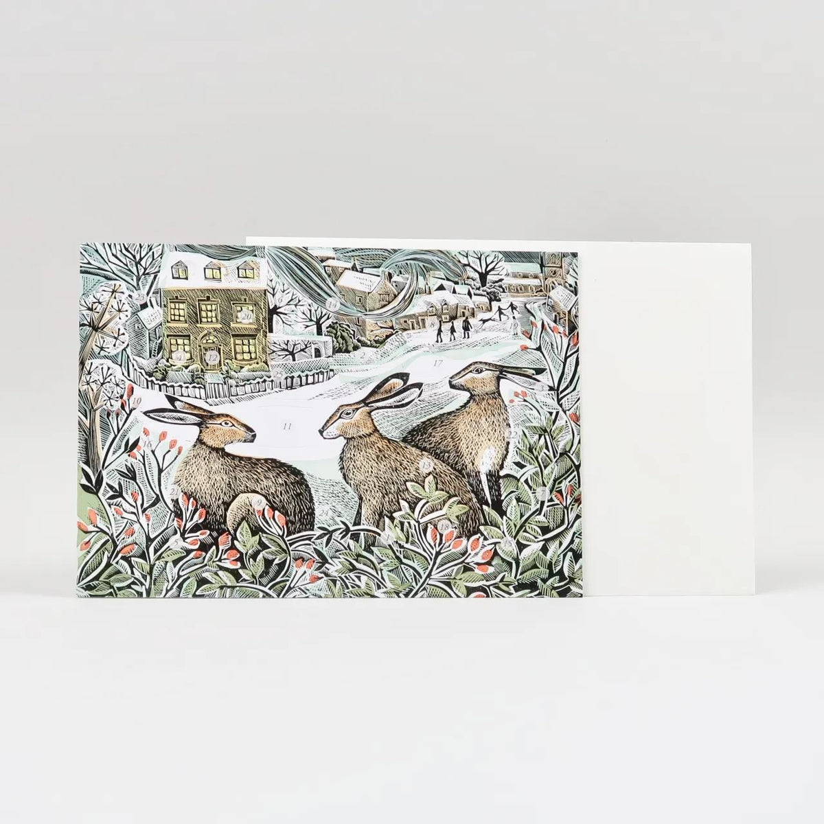 We Three Hares Advent Calendar Greetings Card | Christmas Advent Card & Envelope Advent Calendar - Tophatter Daily Deals