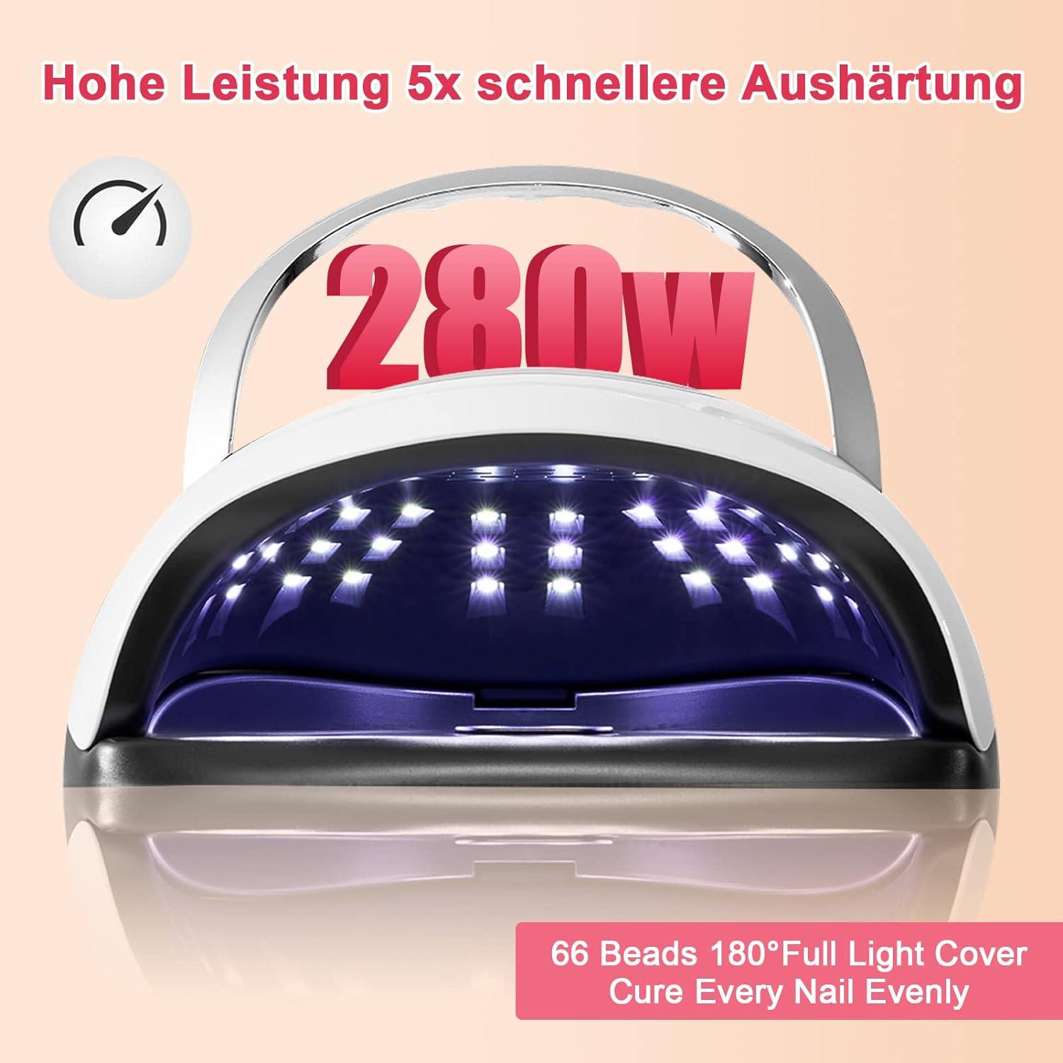 Nail Gel Dryer - 280W Nail Lamp 66 LED UV Tool Professional Polish Dryer Gel Acrylic Curing Lights Health & Beauty - Tophatter Daily Deals