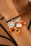 Orange 4pcs Halloween Ghost Spider Web Beaded Bracelet Set Orange ONE SIZE Alloy Bracelets - Tophatter Daily Deals