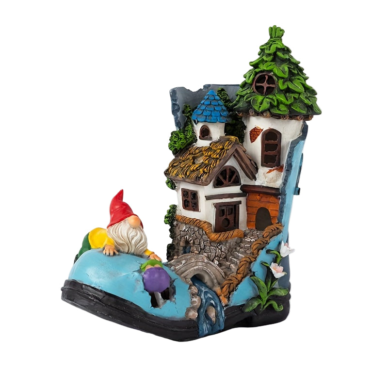 Resin Solar Gnome Treehouse Statue Outdoor Decor Lawn Ornaments & Garden Sculptures - Tophatter Daily Deals
