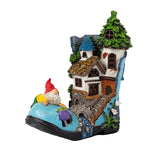 Resin Solar Gnome Treehouse Statue Outdoor Decor Lawn Ornaments & Garden Sculptures - Tophatter Daily Deals