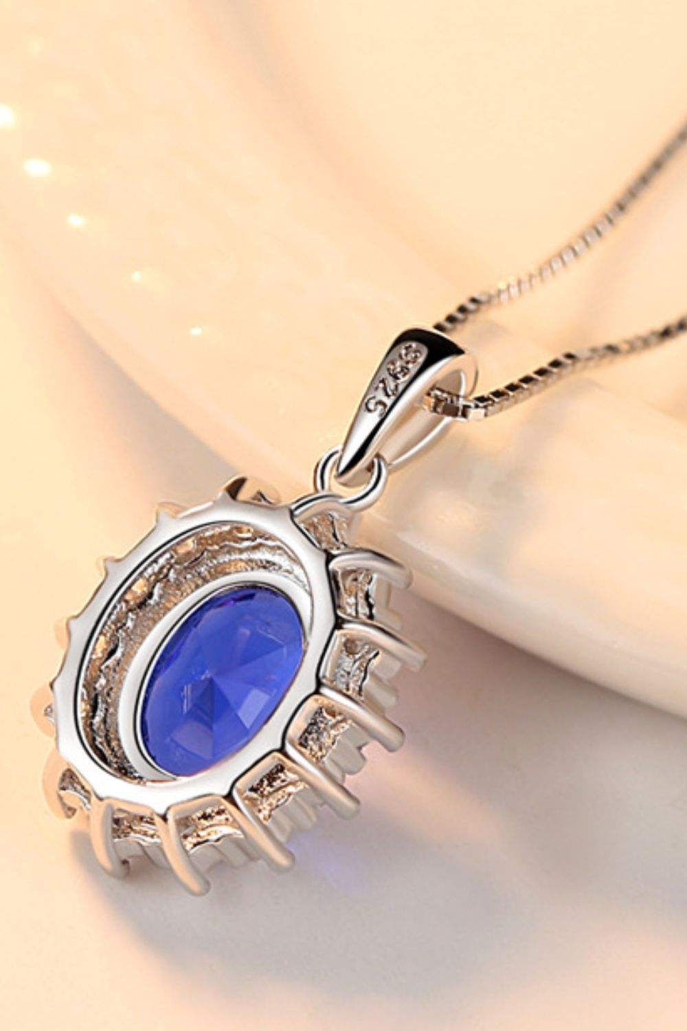 Synthetic Sapphire Pendant 925 Sterling Silver Necklace Necklaces - Tophatter Daily Deals