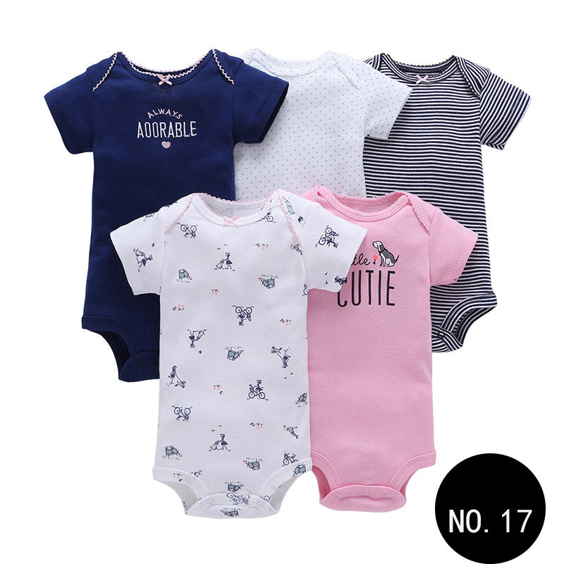 Baby Short Climb 5-piece Romper Boys and Girls Cotton One-piece Rompers 17Style Q5pcs 0 - Tophatter Daily Deals