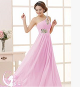 2021 speed selling wedding bridesmaid dress, banquet evening dress, single shoulder dinner party host, evening dress, banquet dress girl Pink 0 - Tophatter Daily Deals