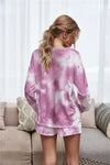 Tie-Dye Dropped Shoulder Top and Shorts Lounge Set Loungewear Sets - Tophatter Daily Deals