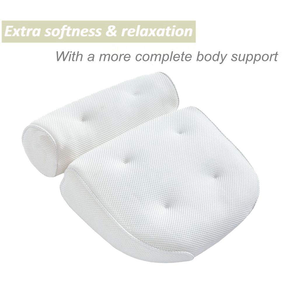 6 suction cups bath pillow 3D net bathtub pillow 0 - Tophatter Daily Deals