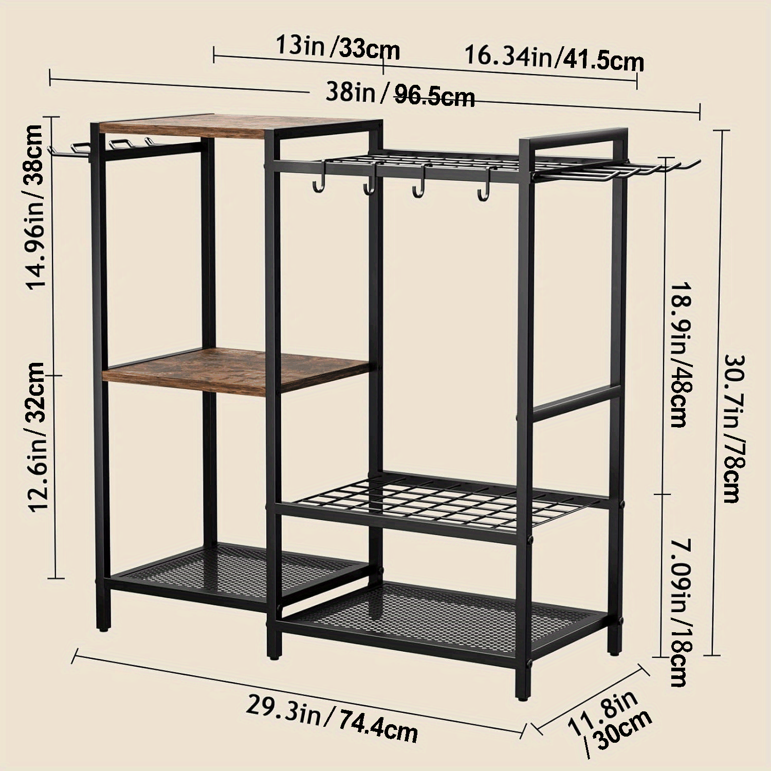 Garden Tool Rack with Wooden Shelves Outdoor & Garden Decor - Tophatter Daily Deals