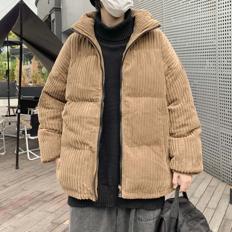 Warm Relaxed Men's Coat - Stand Collar, Corduroy, Winter Brown 3D Changing Face Moving Picture Frame - Tophatter Daily Deals