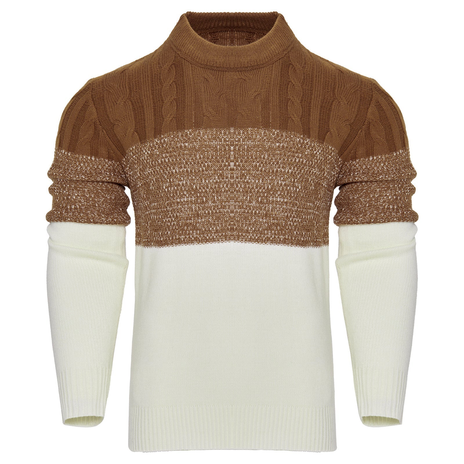 Warm Men's Pullover Sweater - Colorblock Cable Knit Fall 3D Changing Face Moving Picture Frame - Tophatter Daily Deals