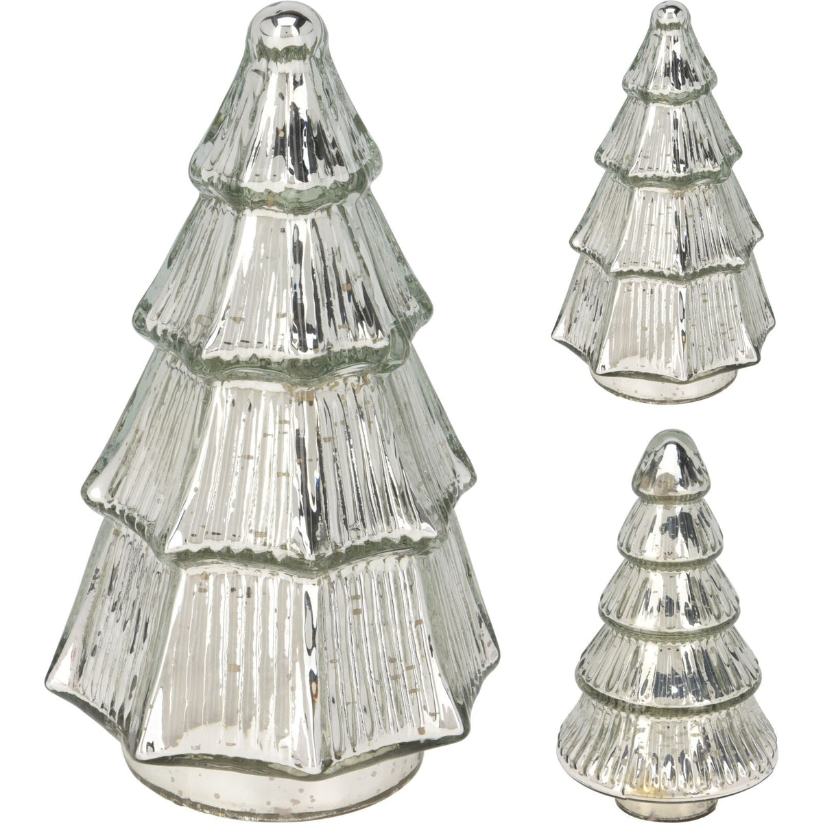 Silver Glass Christmas Tree | Freestanding Mottled Gold Tree Ornament - 20cm Ornament - Tophatter Daily Deals