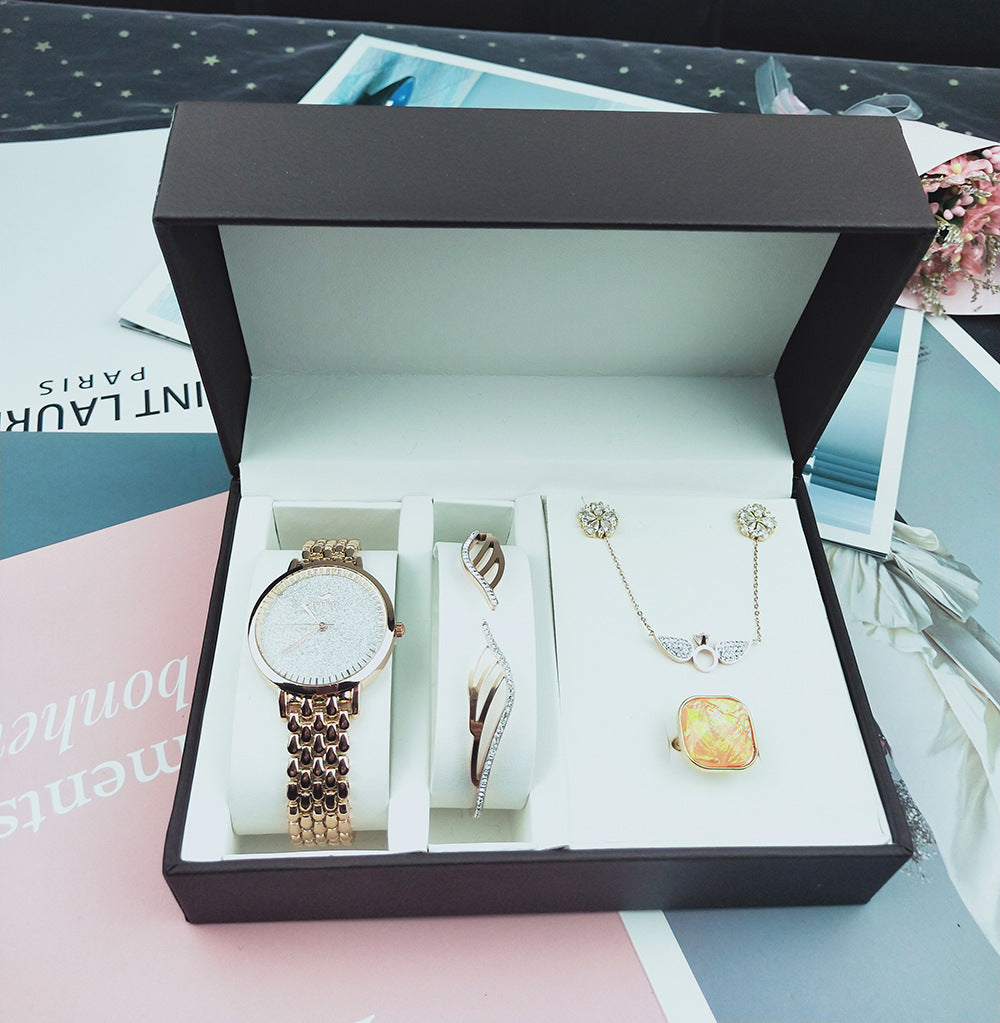 5-piece watch gift box set fashion decoration Rose golden 0 - Tophatter Daily Deals