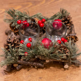 Handcrafted Christmas Double Tealight Candle Holder ~ Xmas Table Centrepiece Candle Holder - Tophatter Daily Deals