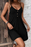 Decorative Button Scoop Neck Cami Dress Casual Dresses - Tophatter Daily Deals