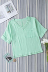 Textured V-Neck Half Sleeve Blouse Gum Leaf Blouses - Tophatter Daily Deals