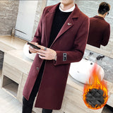 Black fashionable Winter men's long overcoat Red 0 - Tophatter Daily Deals