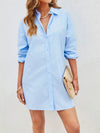 Button Up Long Sleeve Mini Shirt Dress Casual Dresses - Tophatter Daily Deals