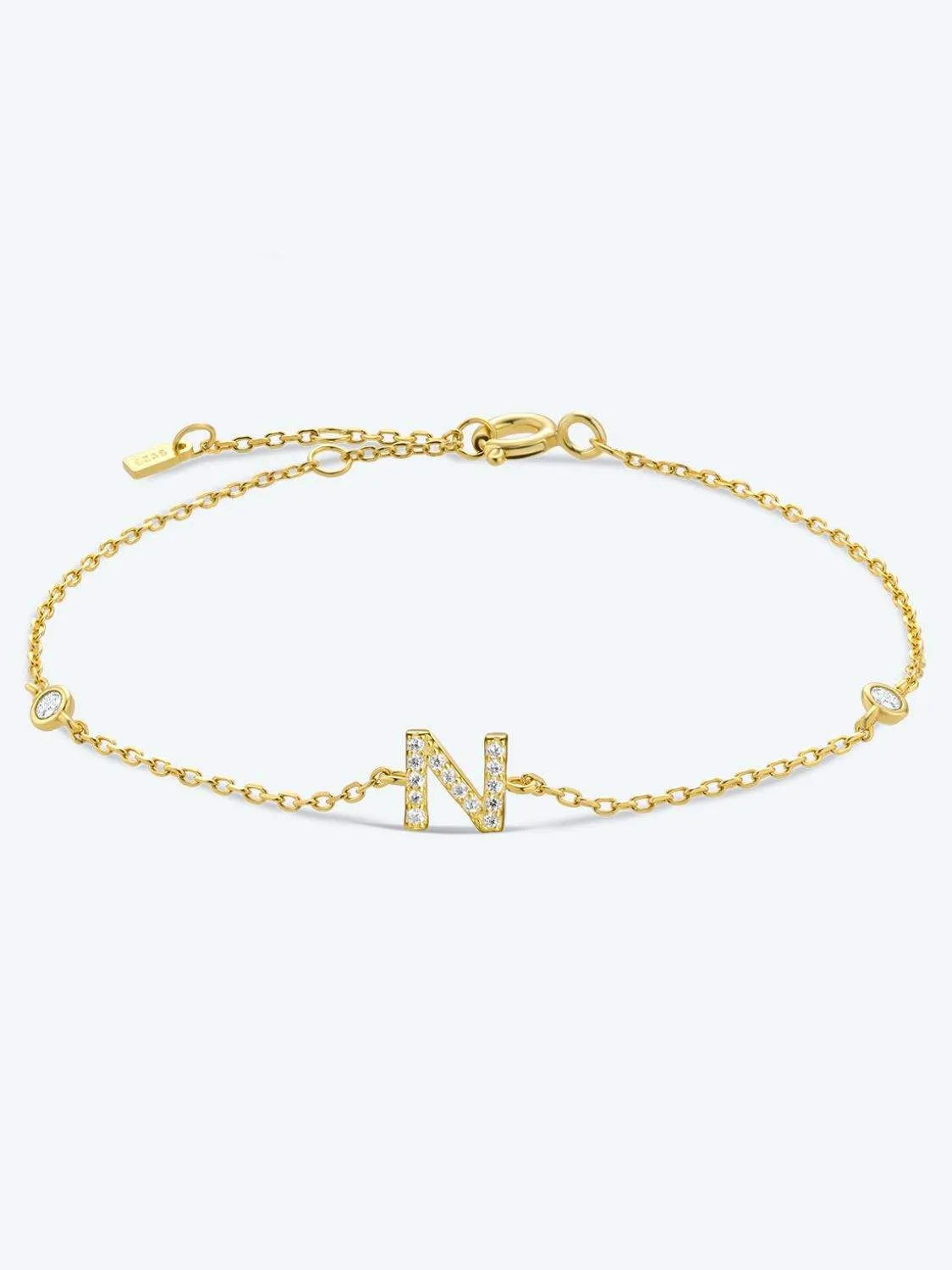 L To P Zircon 925 Sterling Silver Bracelet N-Gold One Size Bracelets - Tophatter Daily Deals